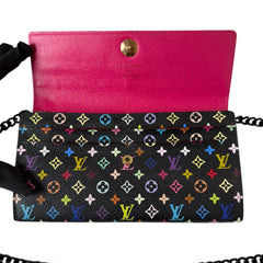 LOUIS VUITTON Black Multicolor Monogram Sarah Wallet with Chain Louis Vuitton