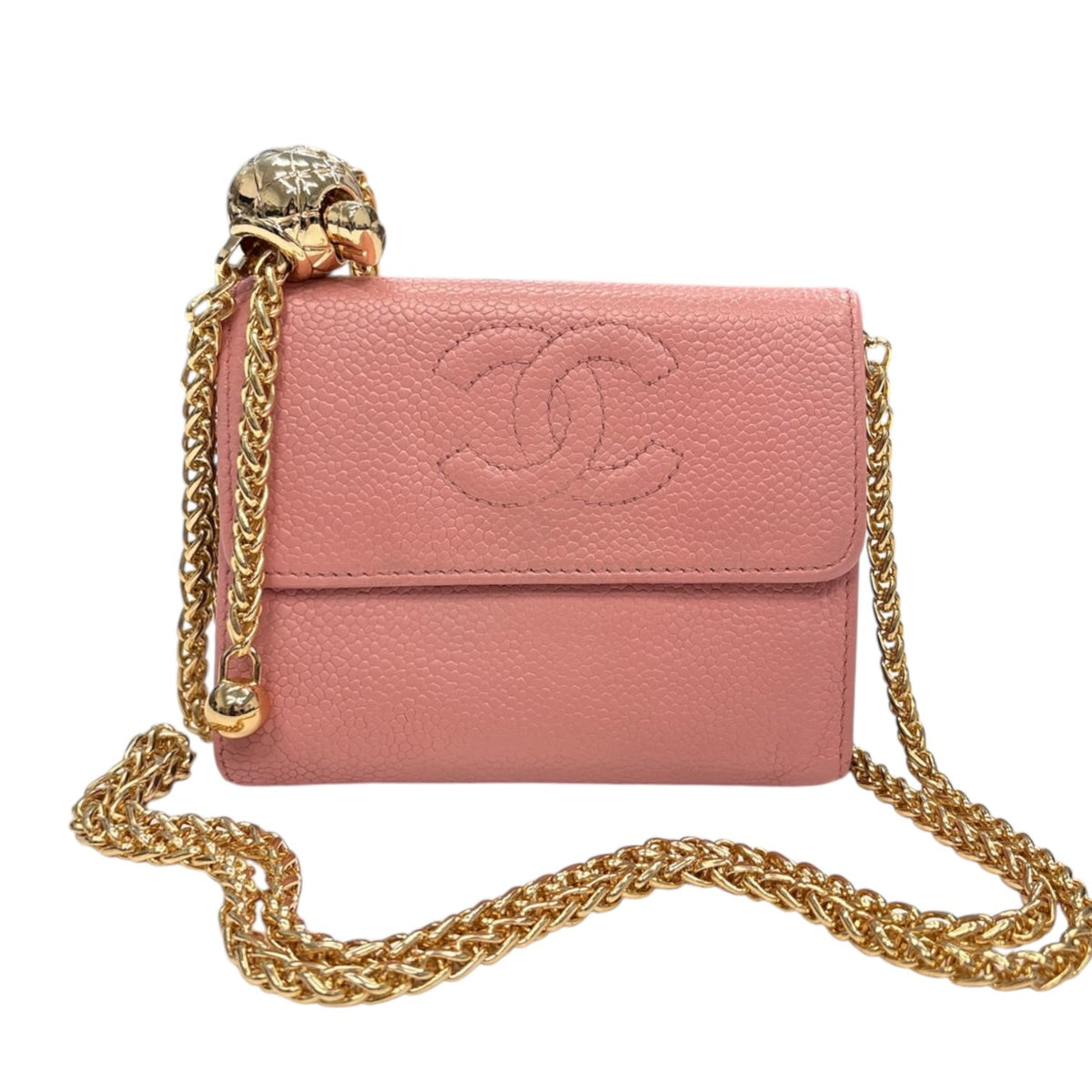 CHANEL Pink Caviar Leather Timeless Compact Wallet Chanel