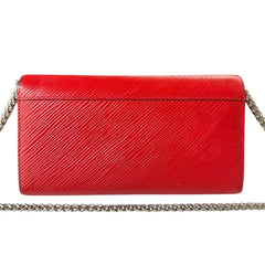 LOUIS VUITTON Red Epi Leather Twist Wallet with Chain Louis Vuitton