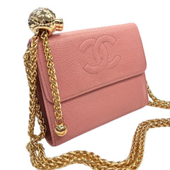 CHANEL Pink Caviar Leather Timeless Compact Wallet Chanel