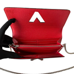 LOUIS VUITTON Red Epi Leather Twist Wallet with Chain Louis Vuitton