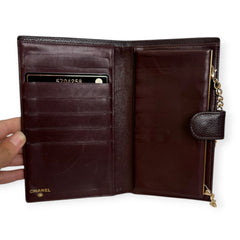 CHANEL Black Caviar Leather Timeless Wallet with added adjustable chain Chanel