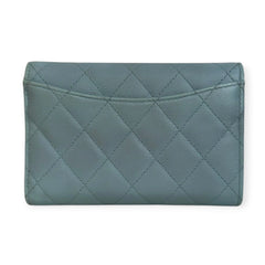 CHANEL Light Blue Caviar Classic Flap Medium Compact Trifold Wallet with adjustable chain Chanel