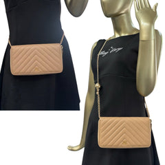 CHANEL Beige Aged Calfskin Chevron GHW Zip Wallet Chanel