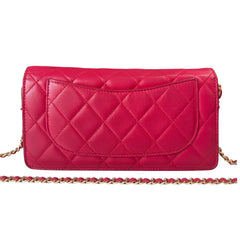 CHANEL Magenta Lambskin Quilted Yen Wallet Chanel