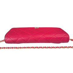 CHANEL Magenta Lambskin Quilted Yen Wallet Chanel