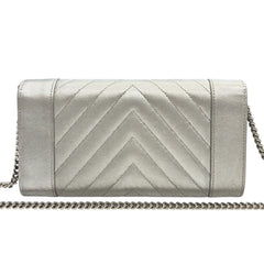 CHANEL Metallic Silver Goatskin Mademoiselle Flap Wallet Chanel