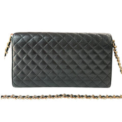 CHANEL Black Micro Quilted Lambskin GHW Long Flap Wallet Chanel