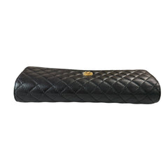 CHANEL Black Micro Quilted Lambskin GHW Long Flap Wallet Chanel
