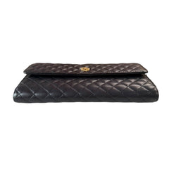 CHANEL Black Micro Quilted Lambskin GHW Long Flap Wallet Chanel