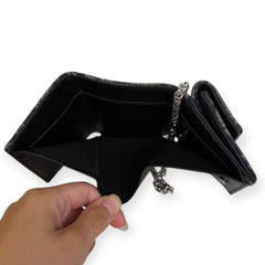 DIOR Black Oblique Compact Wallet with Adjustable Chain Dior