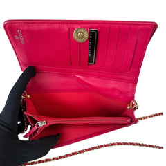 CHANEL Magenta Lambskin Quilted Yen Wallet Chanel
