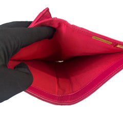 CHANEL Magenta Lambskin Quilted Yen Wallet Chanel