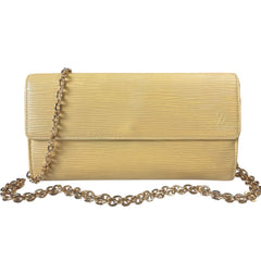 LOUIS VUITTON Butter Yellow Epi Leather Sarah Wallet with Chain Louis Vuitton