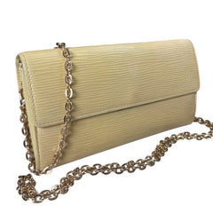 LOUIS VUITTON Butter Yellow Epi Leather Sarah Wallet with Chain Louis Vuitton