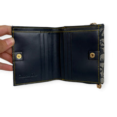 DIOR Navy Oblique Compact Saddle Wallet with Adjustable Chain Dior