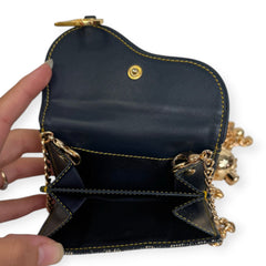 DIOR Navy Oblique Compact Saddle Wallet with Adjustable Chain Dior
