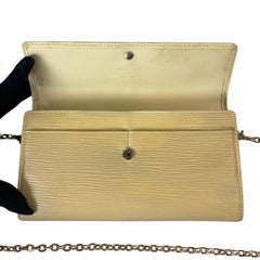 LOUIS VUITTON Butter Yellow Epi Leather Sarah Wallet with Chain Louis Vuitton