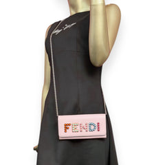 FENDI Pink Leather Rainbow Stud Wallet with Chain (Copy) Fendi