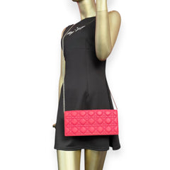 DIOR Pink Leather Cannage Clutch on Chain Dior