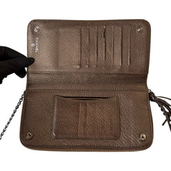 CHANEL Dark Bronze Grained Leather Timeless Zip Wallet on Chain Chanel