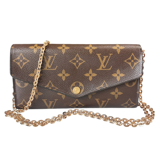 LOUIS VUITTON Monogram/Magenta Sarah Wallet with added Gold Chain Louis Vuitton