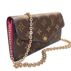 LOUIS VUITTON Monogram/Magenta Sarah Wallet with added Gold Chain Louis Vuitton