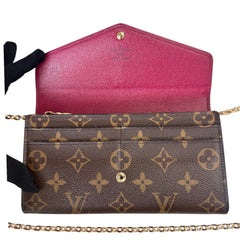 LOUIS VUITTON Monogram/Magenta Sarah Wallet with added Gold Chain Louis Vuitton