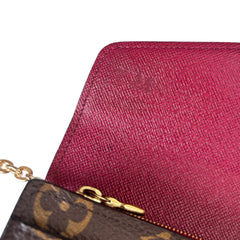 LOUIS VUITTON Monogram/Magenta Sarah Wallet with added Gold Chain Louis Vuitton