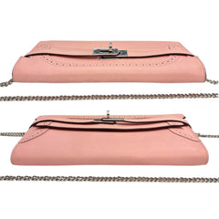 HERMES Rose Sakura Swift Leather Ghillies Kelly Wallet with Added Insert/Chain Hermes