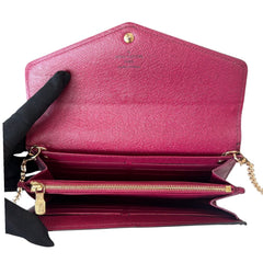 LOUIS VUITTON Monogram/Magenta Sarah Wallet with added Gold Chain Louis Vuitton