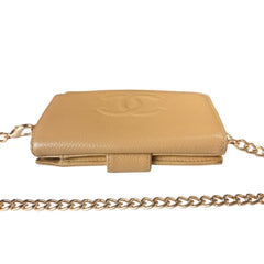 CHANEL Biege Caviar Leather Timeless Compact Wallet Chanel