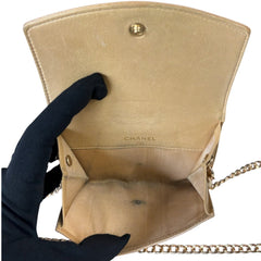 CHANEL Biege Caviar Leather Timeless Compact Wallet Chanel