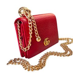 GUCCI Red GG Marmont Compact Wallet with Unbranded Adjustable Chain Gucci