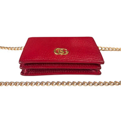 GUCCI Red GG Marmont Compact Wallet with Unbranded Adjustable Chain Gucci