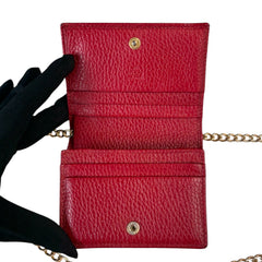 GUCCI Red GG Marmont Compact Wallet with Unbranded Adjustable Chain Gucci