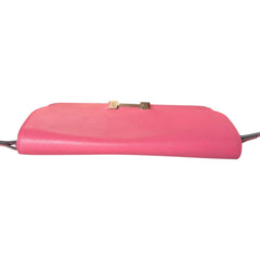 HERMES Pink Epsom Constance Wallet Palladium Hardware & Added Strap Hermes