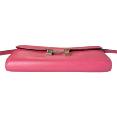 HERMES Pink Epsom Constance Wallet Palladium Hardware & Added Strap Hermes