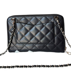 CHANEL Black/White Lambskin Cambon Zip Organizer Wallet Chanel