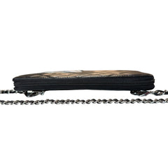 CHANEL Black/White Lambskin Cambon Zip Organizer Wallet Chanel