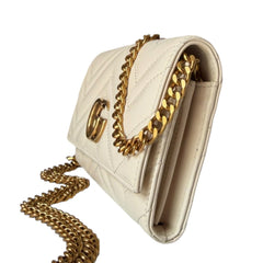 GUCCI Ivory Leather GG Marmont Wallet with Chain Gucci