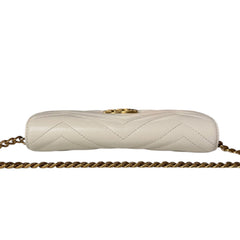 GUCCI Ivory Leather GG Marmont Wallet with Chain Gucci
