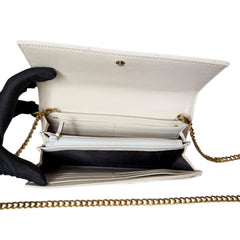 GUCCI Ivory Leather GG Marmont Wallet with Chain Gucci
