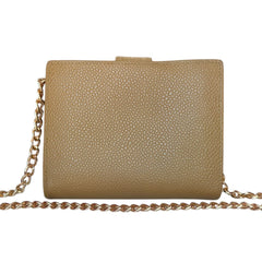 CHANEL Camel Caviar Leather Timeless Compact Wallet Chanel