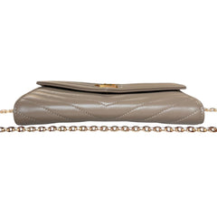 SAINT LAURENT Camel Leather Chevron Cassandra Clutch with Chain Saint Laurent