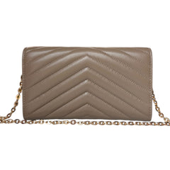 SAINT LAURENT Camel Leather Chevron Cassandra Clutch with Chain Saint Laurent