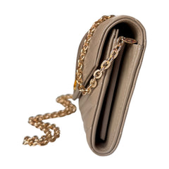 SAINT LAURENT Camel Leather Chevron Cassandra Clutch with Chain Saint Laurent