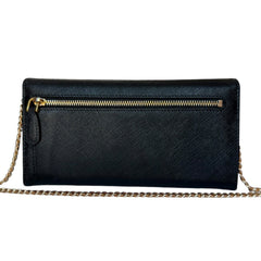 PRADA Black Saffiano Leather Wallet/Card Holder with Chain Prada