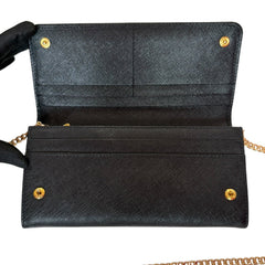 PRADA Black Saffiano Leather Wallet/Card Holder with Chain Prada