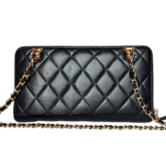 CHANEL Black Quilted Leather Lucky Charms 2.55 Reissue Zip Wallet Chanel